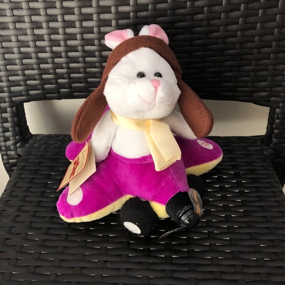 singing pilot bunny stuffed animal plush toy
